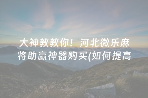 大神教教你！河北微乐麻将助赢神器购买(如何提高胡牌率)