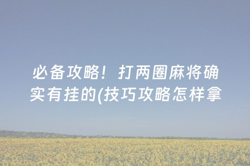 必备攻略！打两圈麻将确实有挂的(技巧攻略怎样拿好牌)