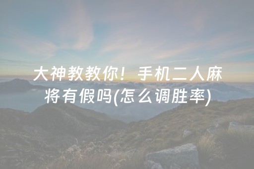 大神教教你！手机二人麻将有假吗(怎么调胜率)
