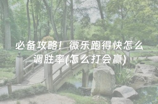 必备攻略！微乐跑得快怎么调胜率(怎么打会赢)