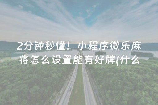 2分钟秒懂！小程序微乐麻将怎么设置能有好牌(什么软件可以赢)