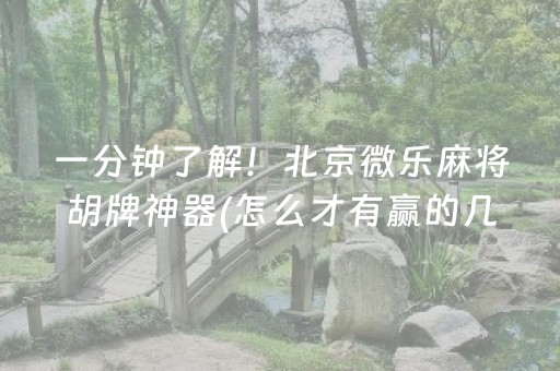 一分钟了解！北京微乐麻将胡牌神器(怎么才有赢的几率)
