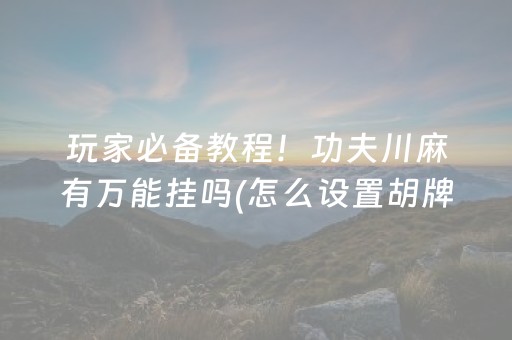 玩家必备教程！功夫川麻有万能挂吗(怎么设置胡牌)