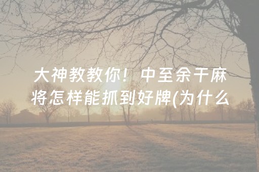 大神教教你！中至余干麻将怎样能抓到好牌(为什么一直输)