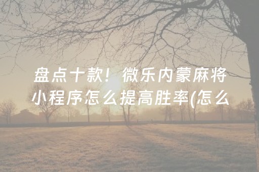 盘点十款！微乐内蒙麻将小程序怎么提高胜率(怎么提手拿好牌)