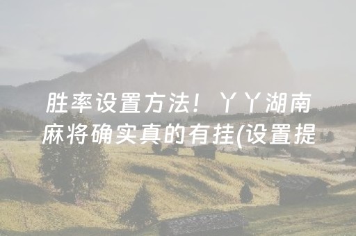 胜率设置方法！丫丫湖南麻将确实真的有挂(设置提高好牌几率)
