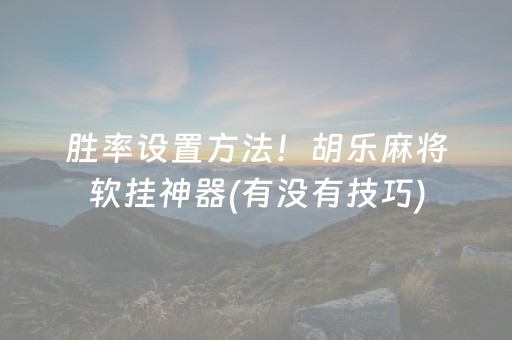 胜率设置方法！胡乐麻将软挂神器(有没有技巧)