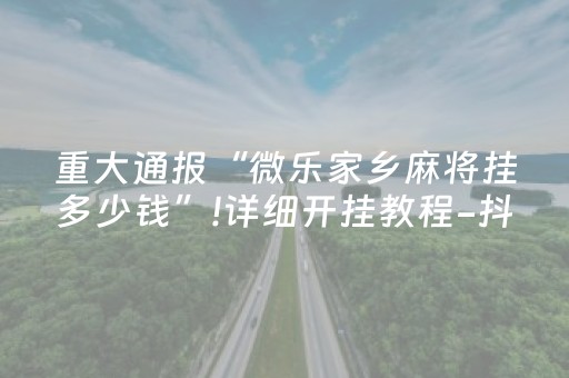 重大通报“微乐家乡麻将挂多少钱”!详细开挂教程-抖音