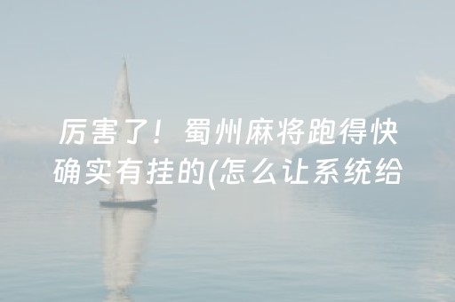 厉害了！蜀州麻将跑得快确实有挂的(怎么让系统给你发好牌)