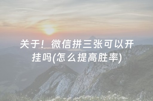 关于！微信拼三张可以开挂吗(怎么提高胜率)