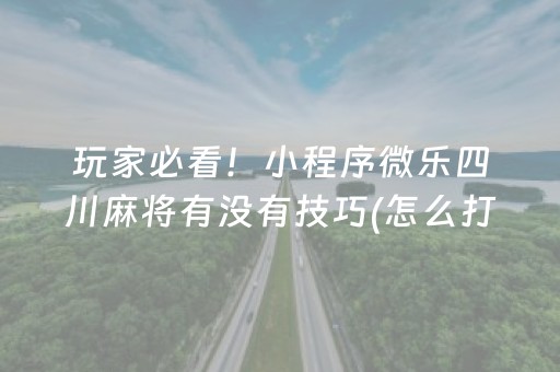 玩家必看！小程序微乐四川麻将有没有技巧(怎么打赢的几率大)