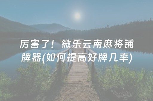 厉害了！微乐云南麻将铺牌器(如何提高好牌几率)