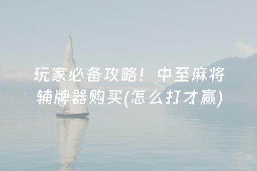 玩家必备攻略！中至麻将辅牌器购买(怎么打才赢)