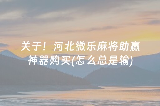 关于！河北微乐麻将助赢神器购买(怎么总是输)