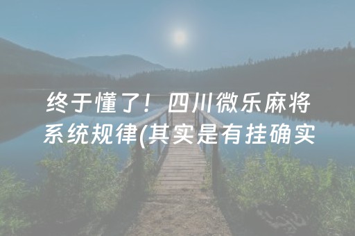 终于懂了！四川微乐麻将系统规律(其实是有挂确实有挂)