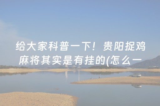 给大家科普一下！贵阳捉鸡麻将其实是有挂的(怎么一直赢)