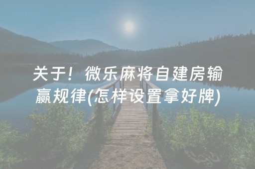 关于！微乐麻将自建房输赢规律(怎样设置拿好牌)
