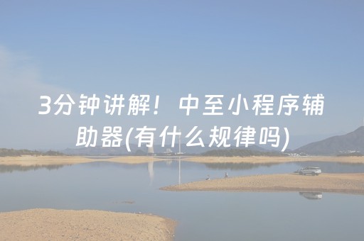 3分钟讲解！中至小程序辅助器(有什么规律吗)