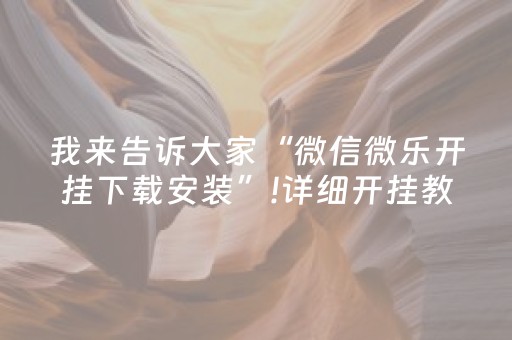 我来告诉大家“微信微乐开挂下载安装”!详细开挂教程-抖音