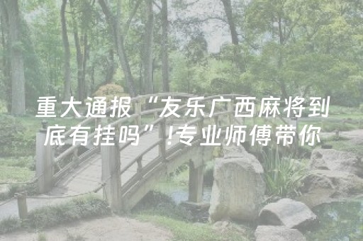 重大通报“友乐广西麻将到底有挂吗”!专业师傅带你一起了解（详细教程）-抖音