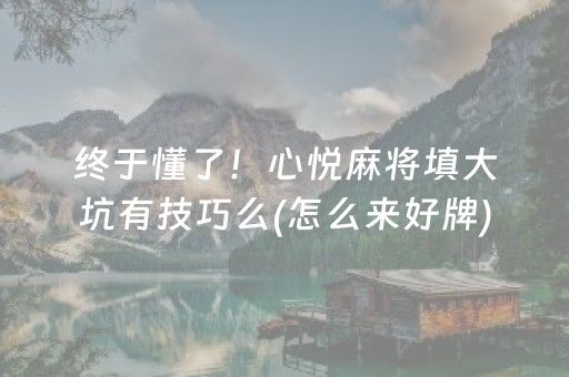 终于懂了！心悦麻将填大坑有技巧么(怎么来好牌)
