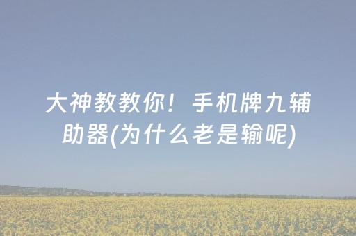 大神教教你！手机牌九辅助器(为什么老是输呢)