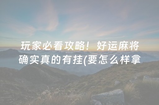 玩家必看攻略！好运麻将确实真的有挂(要怎么样拿到好牌)