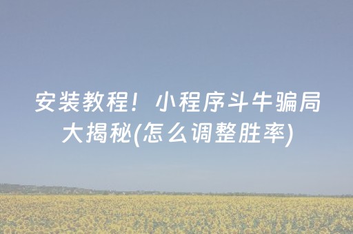安装教程！小程序斗牛骗局大揭秘(怎么调整胜率)