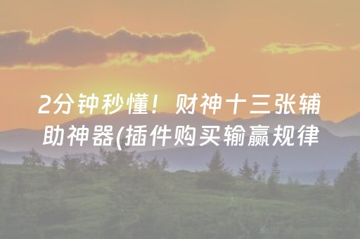 2分钟秒懂！财神十三张辅助神器(插件购买输赢规律)