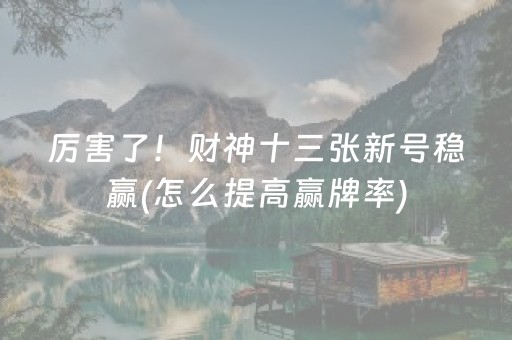 厉害了！财神十三张新号稳赢(怎么提高赢牌率)