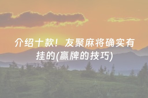 介绍十款！友聚麻将确实有挂的(赢牌的技巧)