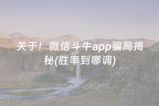 关于！微信斗牛app骗局揭秘(胜率到哪调)