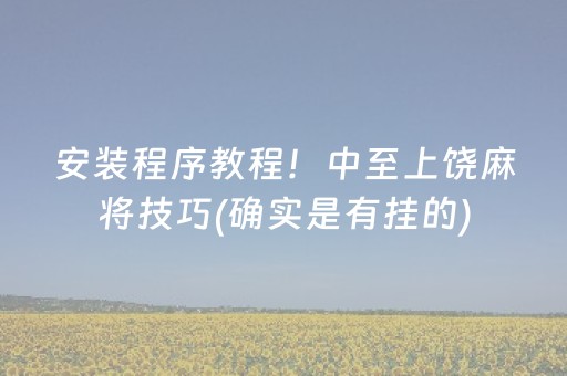 安装程序教程！中至上饶麻将技巧(确实是有挂的)