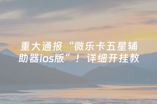 重大通报“微乐卡五星辅助器ios版”！详细开挂教程（确实真的有挂)-抖音