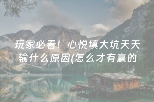 玩家必看！心悦填大坑天天输什么原因(怎么才有赢的几率)