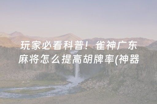 玩家必看科普！雀神广东麻将怎么提高胡牌率(神器软件)