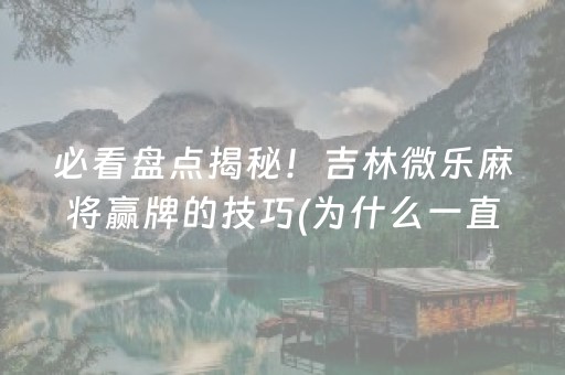 必看盘点揭秘！吉林微乐麻将赢牌的技巧(为什么一直输)