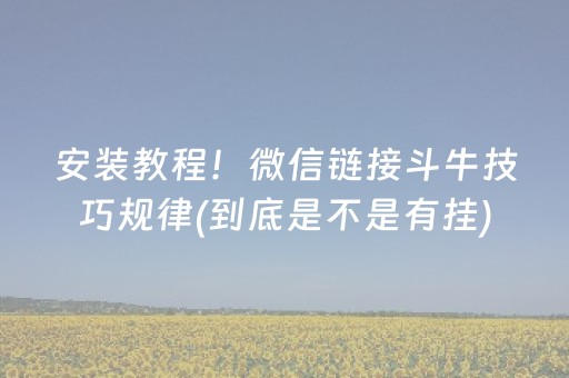 安装教程！微信链接斗牛技巧规律(到底是不是有挂)
