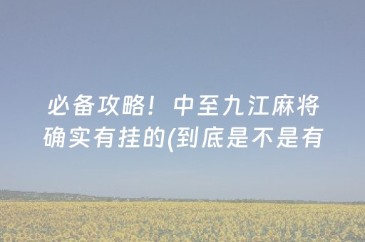 必备攻略！中至九江麻将确实有挂的(到底是不是有挂)