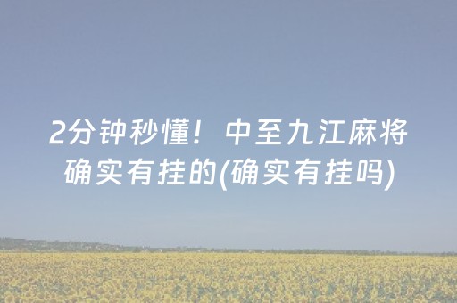 2分钟秒懂！中至九江麻将确实有挂的(确实有挂吗)