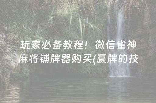 玩家必备教程！微信雀神麻将铺牌器购买(赢牌的技巧)