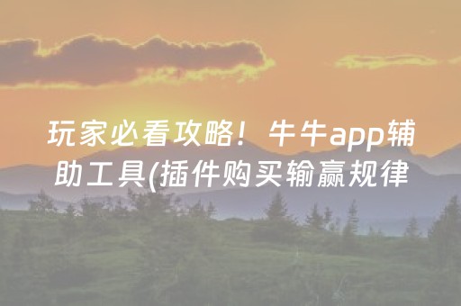玩家必看攻略！牛牛app辅助工具(插件购买输赢规律)