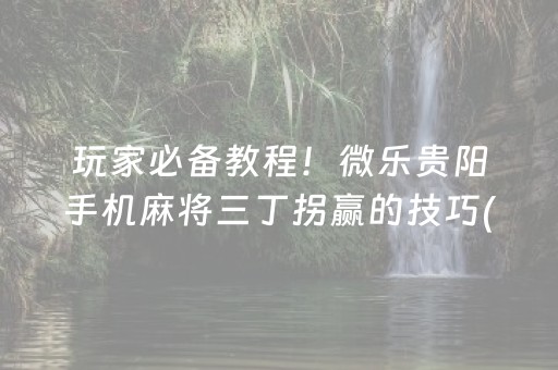 玩家必备教程！微乐贵阳手机麻将三丁拐赢的技巧(怎么发好牌)