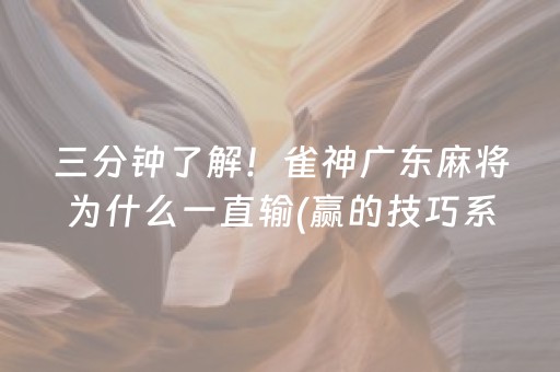 三分钟了解！雀神广东麻将为什么一直输(赢的技巧系统规律)