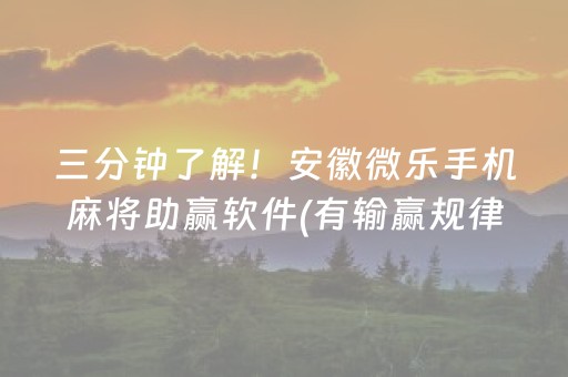 三分钟了解！安徽微乐手机麻将助赢软件(有输赢规律吗)