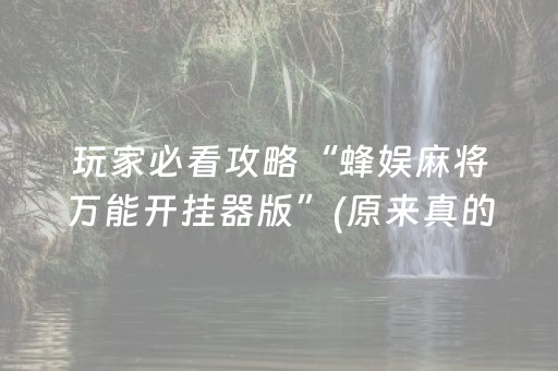 玩家必看攻略“蜂娱麻将万能开挂器版”(原来真的有挂)-抖音