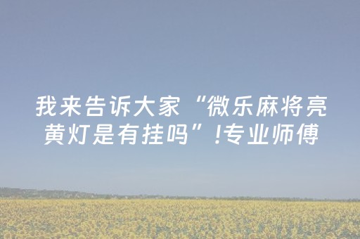 我来告诉大家“微乐麻将亮黄灯是有挂吗”!专业师傅带你一起了解（详细教程）-抖音