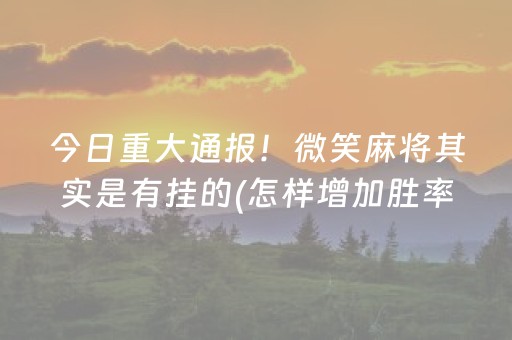 今日重大通报！微笑麻将其实是有挂的(怎样增加胜率)