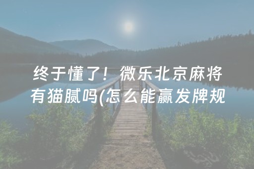 终于懂了！微乐北京麻将有猫腻吗(怎么能赢发牌规律)