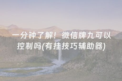 一分钟了解！微信牌九可以控制吗(有挂技巧辅助器)